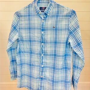 Vineyard Vines Boys Blue Plaid Shirt